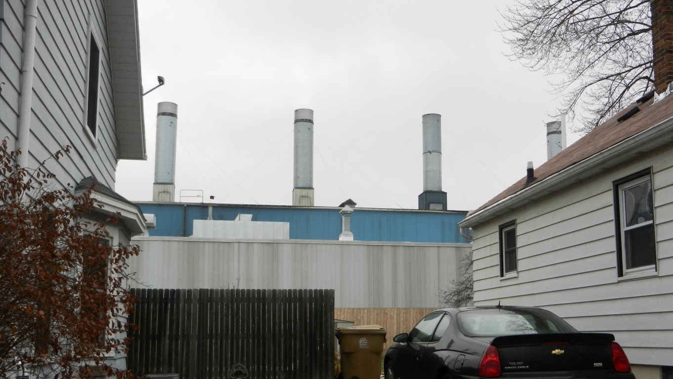 Madison-Kipp Die Casting Stacks Seen from Waubesa
            Street Homes